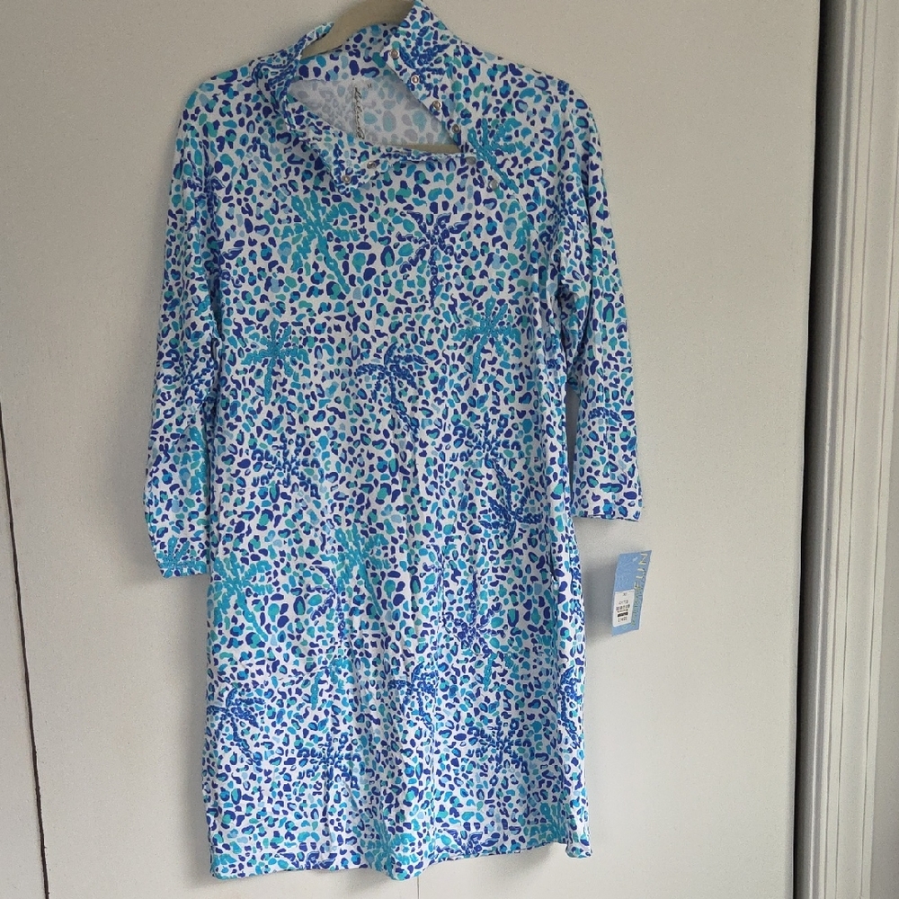 Lulu-B  Dress in Blue and White Pattern
